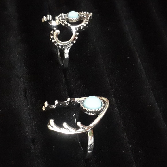 Blue Stone Antler Rings - Picture 3 of 4